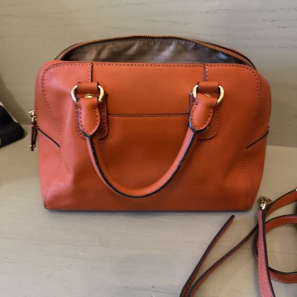 Michael Kors Mercer Hobo Medium Duffle Satchel Crossbody Bag Orange Mandarin - Picture 4 of 6